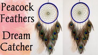 Dream Catcher  Peacock Feather Dream Catcher  Dream Catcher Making  Wool Wall Hanging Wool Craft [upl. by Asinla]