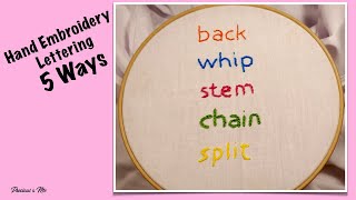 5 Ways to Hand Embroider Letters Lettering  Beginners [upl. by Giwdul]