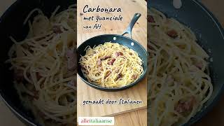 Carbonara recept met guanciale van Albert Heijn 🍝 gemaakt door Italianen carbonarapasta guanciale [upl. by Aidyl]