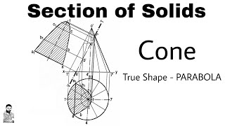 7 Section of Solids  Cone  Parabola true shape  Most Important Problem [upl. by Iaw]