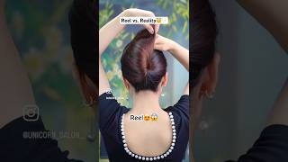 Reel vs Reality😇🎀✨ hair hairstyle hairtutorial korea hairhacks viralshorts [upl. by Aihsaei]