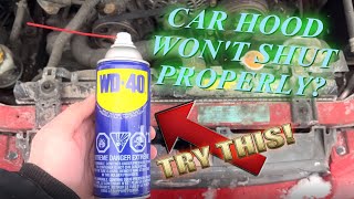 Car Hood Wont Shut or Close Properly Try this QUICK amp EASY WD40 Trick [upl. by Aneer]