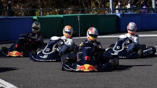 Karting race with Max Verstappen Sergio Perez Pierre Gasly and Yuki Tsunoda against each other [upl. by Imotih]