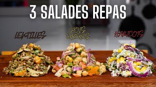 3 SALADES REPAS ou ENTRÉE parfaitement ÉQUILIBRÉES pour lÉTÉ [upl. by Ardnahcal]