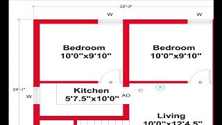 223 x 241 SMALL HOUSE DESIGN223quotx 241 GHAR KA NAKSHA 534 SQFT HOUSE PLANEAST FACE PLAN [upl. by Anyalram]