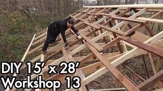 Building a 15x28 5mx9m Workshop 13 Overhang Roof Purlins [upl. by Seugram]