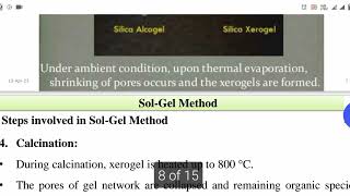 Sol gel method of material processing Presentation [upl. by Alliuqaj266]