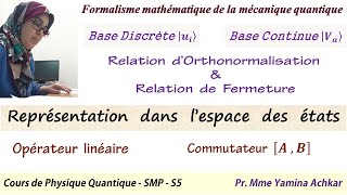 Cours de Physique quantique SMP  Formalisme mathématique de la mécanique quantique Partie2 [upl. by Swanhildas]