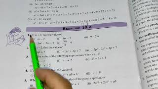 Ex102 Chapter 10 Algebraic Expressions  Class 7th Maths New Edition Book [upl. by Willumsen]