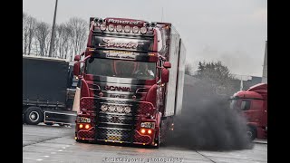 1000HP SARANTOS SCANIA R999 V8  LOUD exhaust amp turbo sounds [upl. by Zeph]