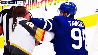 John Tavares Alexander Holtz Fight  Toronto Maple Leafs vs Vegas Golden Knights 2024 NHL Highlights [upl. by Meeka]