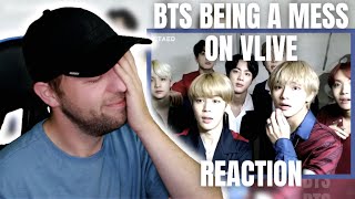 BTS Being a Mess on VLive REACTION  BTS are a Mess on VLive [upl. by Jeaz]