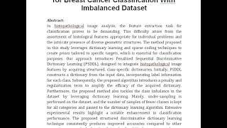 Discriminative Dictionary Learning Using Penalized Rank 1 Approximation for Breast Cancer Classifica [upl. by Maxma]