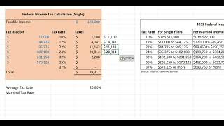 Calculating Federal Income Taxes Using Excel  2023 Tax Brackets [upl. by Aniroc]