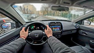 2022 Dacia Spring  Business EV 44hp   POV Test Drive in winter time [upl. by Hekker]