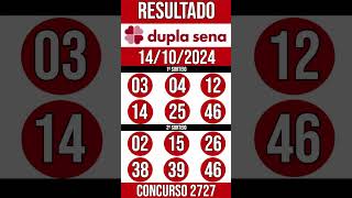 🔥 🍀 DUPLA SENA hoje  14102024  Resultado concurso 2727 [upl. by Delahk544]