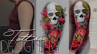 TATTOO SLEEVE STEP BY STEP  Designing a sleeve with Photoshop [upl. by Stila]