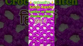 CroCrochet Lattice Stitch  Crochet Mesh Stitch in Hindi  Crochet Stitches  Crochet Pattern [upl. by Leiva]