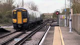 Queenborough Railway Station with 375 303 EMU arriving and departing and departing [upl. by Akemak714]