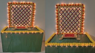 Ganpati decoration ideas at home Eco friendly ganpati decoration ideas simple festival decoration [upl. by Blythe]