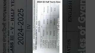 Kendriya Vidyalaya 20242025 Half Yearly Date sheet  KVS Timetable shorts [upl. by Noxid]