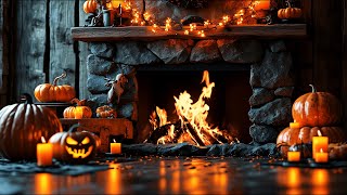 Spooky Halloween Fireplace 4K with Crackling Logs for a Cozy Haunted Ambience 12 Hours [upl. by Adiraf]