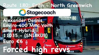 High Revvs  Adl Enviro 400 MMC Smart Hybrid 11035 on route 180 London buses [upl. by Naiviv]