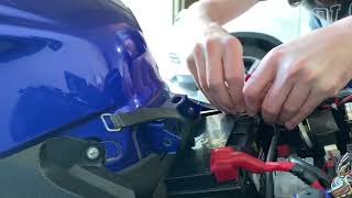 Yamaha R6 Battery Removal and Install [upl. by Hannis]