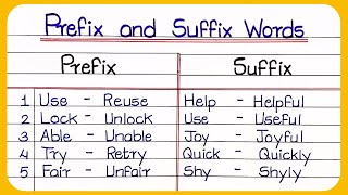 Prefix and Suffix in english  Suffix and Prefix  Suffix words  Prefix words  Suffix word [upl. by Suzanna]