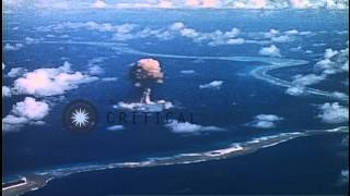 Nuclear blast at lagoon of Bikini Atoll Micronesian Islands in the Pacific OceanHD Stock Footage [upl. by Azelea]