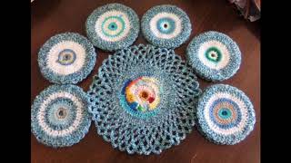 CROCHET NAPPERONS ET DESSOUS DE VERRE RONDS EN LAINE Long [upl. by Yettie]