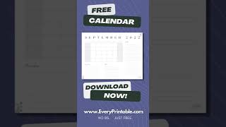 Printable September 2022 Calendar  Free Calendar PDF Download [upl. by Erreip140]