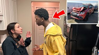 I Crashed Our New Car Prank On Boyfriend [upl. by Anyal]