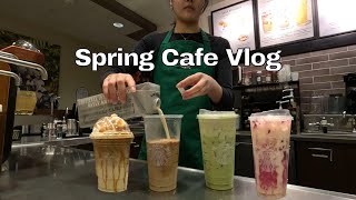 Starbucks Cafe Vlog  Spring Launch  Lavender drinks [upl. by Nnayecats535]