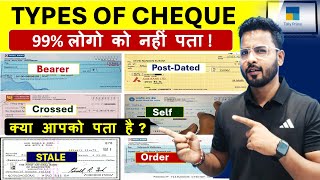 Types of Cheques  Hindi  Bearer Crossed order stale etc  Banking [upl. by Aidam]