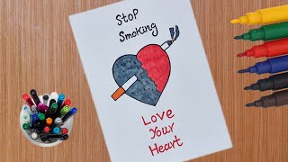 Stop Smoking Drawing  World No Tobacco Day Poster  Tobacco Day Chart  No Smoking Day Drawing [upl. by Ramo773]