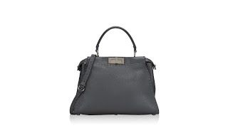 Fendi Cuoio Romano Selleria Medium Peekaboo Iconic Satchel Asfalto Latte [upl. by Wolbrom]