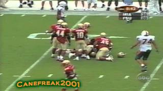 2001 Miami Hurricanes vs Florida State Highlights [upl. by Ninette]