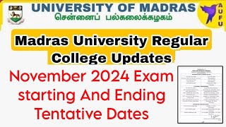 Madras University Regular Affiliated November 2024 Exam Results Tentative Dates 👍 [upl. by Wash]