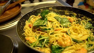 Vapianos Gamberetti e Spinaci ASMR 4k video Creamy Spinach amp Prawn pasta [upl. by Rowena]