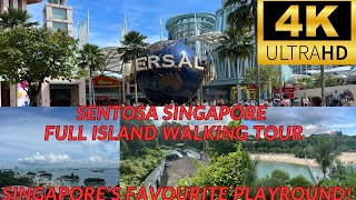 Sentosa Island 🇸🇬 Singapores Favourite Island Playground Full Island Walking Tour 4K [upl. by Melessa]