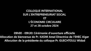 Colloque International sur lEntrepreneuriat Social et lEconomie Circulaire [upl. by Ressler]