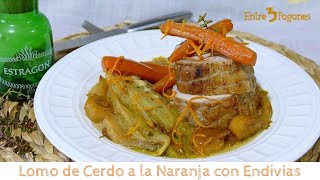 Lomo de Cerdo 🐷 a la Naranja 🍊 con Endivias 🥬 ¡RECETA DE FIESTA  🎉 🥳 [upl. by Rezeile]