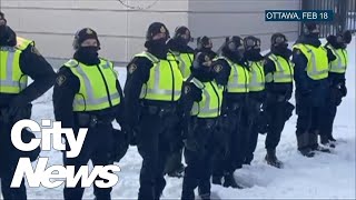 Police in Ottawa surround protesters move in to end occupation [upl. by Aleron]