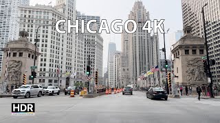 Driving Chicago 4K HDR  Skyscraper Sunset  USA [upl. by Senskell343]