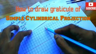 How to draw graticule of Simple Cylindrical Projection in Hindi [upl. by Trinatte]