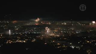 New Year fireworks drone view from Quezon City facing east overlooking Metro Manila Philippines [upl. by Brenk]