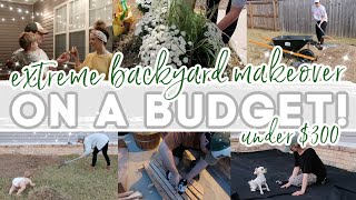 EXTREME BACKYARD MAKEOVER  EASY AND UNDER 300  BACKYARD TRANSFORMATION  Lauren Yarbrough [upl. by Niwhsa581]