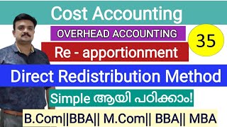 OverheadSecondary Distribution Reapportionment of OverheadsDirect Redistribution Method [upl. by Uchida]