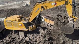 Caterpillar 395 Excavator Loading Trucks With Two Passes  Sotiriadis Mining Works  4k [upl. by Nawd462]